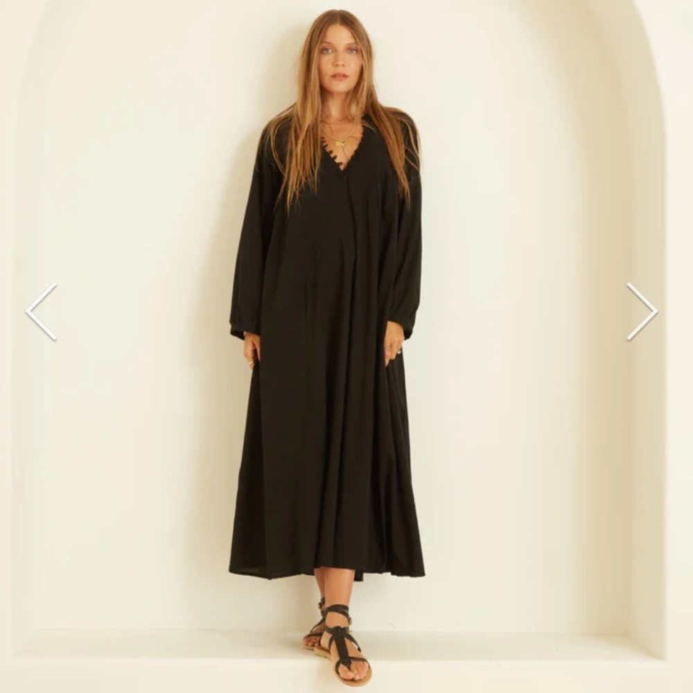 Natalie Martin Black Cotton Gauze Foire Maxi